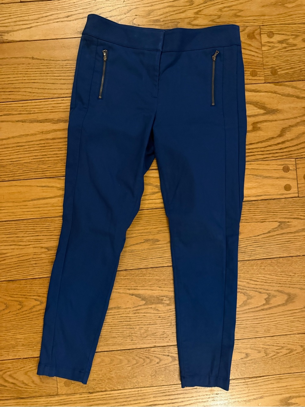 LOFT Navy Skinny Ponte Pants with Zipper Accents